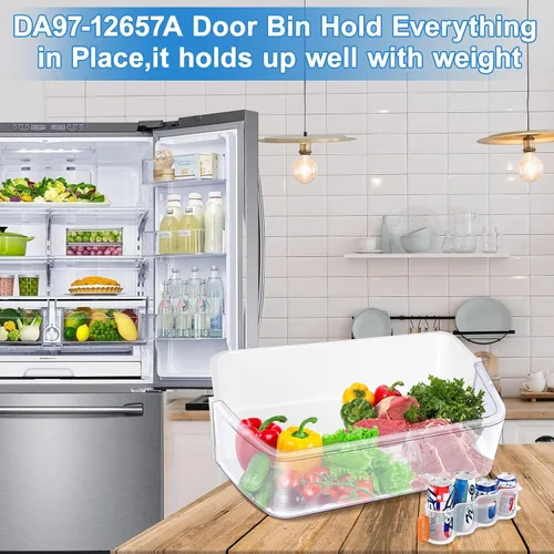 Miniatura 7 de Actualizado DA97-12657A Estante de puerta de refrigerador (izquierda) para Samsung Refrigerador Estante de repuesto para estante de refrigerador