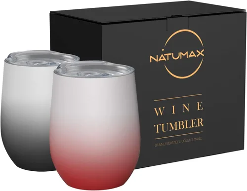 Miniatura 8 de Vasos de vino aislados con tapa, vasos de vino de acero inoxidable de 12 onzas sin tallo, vaso de viaje de doble pared para café, bebidas, champán