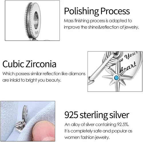 Miniatura 2 de TINSLO Charms Beads fits for Charms Bracelets for Woman 925 sterling silver suspension pendants and CZ stones women DIY jewelry