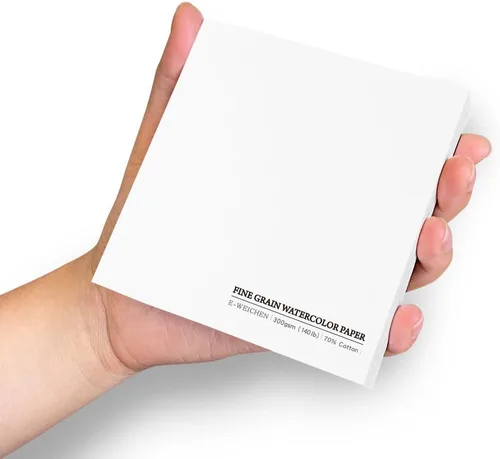 Miniatura 22 de Cuaderno de bocetos de acuarela, cuaderno de 5x5 pulgadas con cubierta de tela cuadrada portátil, 20 hojas de papel de dibujo texturizado
