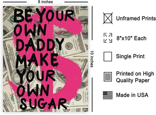 Miniatura 2 de Poster Master Be Your Own Daddy Print - Póster motivacional de dinero, graffiti y arte pop, regalo de preparación para hombres y mujeres, decoración