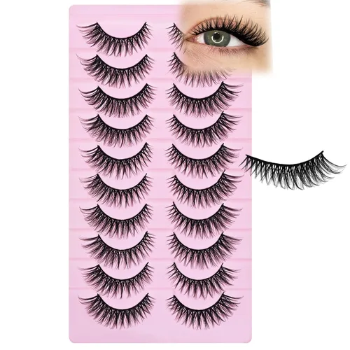 Miniatura 15 de Pestañas naturales de ojo de zorro pestañas postizas de banda transparente, pestañas postizas de ojo de gato, extensiones de pestañas Foxy, 7 pares