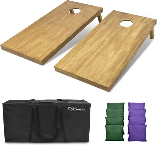 Miniatura 54 de GoSports 4 ft x 2 ft Regulation Size Wooden Cornhole Boards Set with Light Brown Finish - Includes Carrying Case and Bean Bags Negro- gris