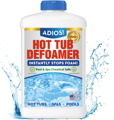 Adios! Antiespumante para bañera de hidromasaje y antiespuma para spa y piscinas, fórmula de silicona rápida y segura, 32 onzas (cuarto de galón)