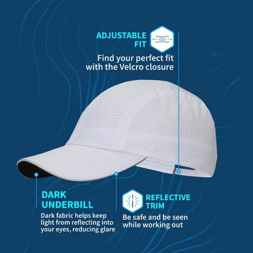 Miniatura 6 de TrailHeads Women's Race Day Performance Running Cap, Lightweight & Quick Drying Mesh Sports Hat with Reflective Trim