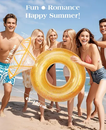 Miniatura 4 de HeySplash Pool Floats, Inflatable Pool Float, Large Floatie for Bachelorette Party, Swim Tube River Lake Beach Bride Wedding Decor Fun Toy Raft