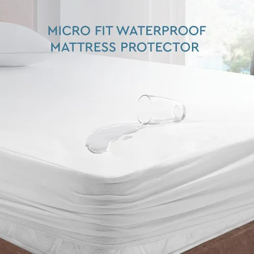 Miniatura 4 de YATAS BEDDING Microfit - Protector de colchón impermeable, sin vinilo, suave y duradero, lavable a máquina a 90°, color blanco