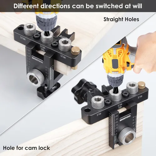 Miniatura 2 de Kit de plantilla de taco autocentrado - Kit de plantilla de taco para agujeros rectos, herramienta ajustable de ancho para juntas de carpintería
