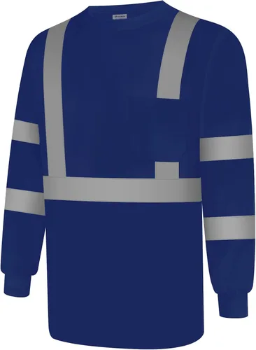 Miniatura 10 de Camisas de alta visibilidad para hombres Clase 3 Hi Vis reflectantes, camisas de seguridad para construcción para hombres y mujeres, de manga larga