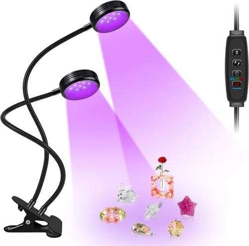 Luz negra UV USB de doble cabeza, lámpara LED de 10W 395nm-405nm con abrazadera, cuello de cisne para curado de resina, luz negra, pósters,
