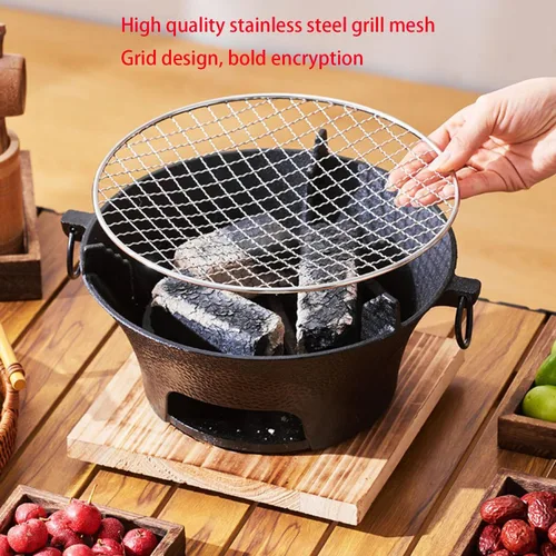 Miniatura 5 de Parrilla Hibachi de carbón de hierro fundido sazonado redondo