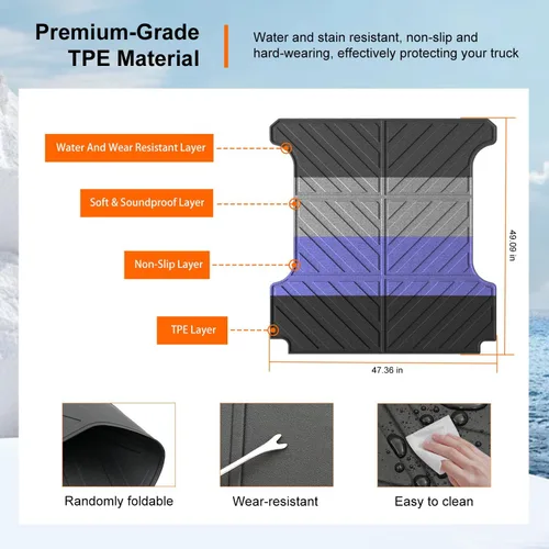 Miniatura 5 de powoq Alfombrilla para cama de 5.7 pies Compatible con forro para cama de Dodge Ram 1500 2019-2026 Todo clima TPE Alfombrilla de repuesto para cama