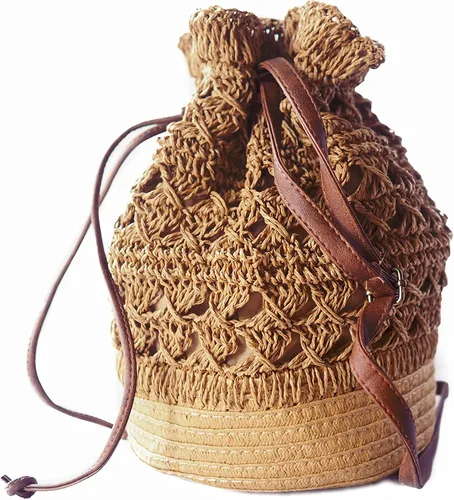 Miniatura 2 de Bolso de mano de ratán vintage natural elegante informal para playa playa mar cesta de paja