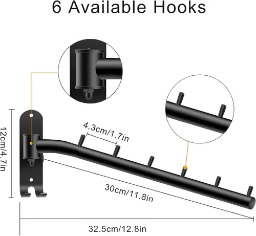Miniatura 4 de Bosszi Paquete de 2 percheros plegables montados en la pared, ganchos de ropa de acero inoxidable con soporte para brazo oscilante, sistema colgante