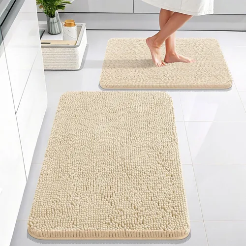 Miniatura 236 de OLANLY Juego de alfombras de baño de 2 piezas, alfombras de baño de chenilla suave y absorbente y alfombra de contorno en forma de U para inodoro