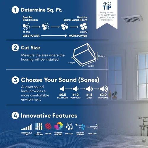 Miniatura 6 de Broan-NuTone Ventilador de escape de baño, fácil de instalar, potente 110 CFM, silencioso 1.0 Sones, Energy Star