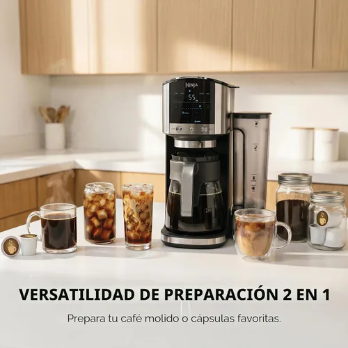 Ninja DualBrew Cafetera | Prepara café molido y cápsulas | Prepara clásico, rico, sobre hielo y frío | Prepara taza de una sola porción a jarra