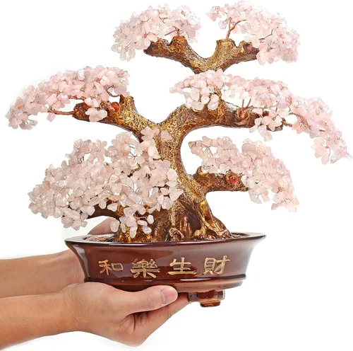 Miniatura 10 de KALIFANO Premium árbol de piedras preciosas – Bonsai Feng Shui Money Tree con propiedades curativas Amatista