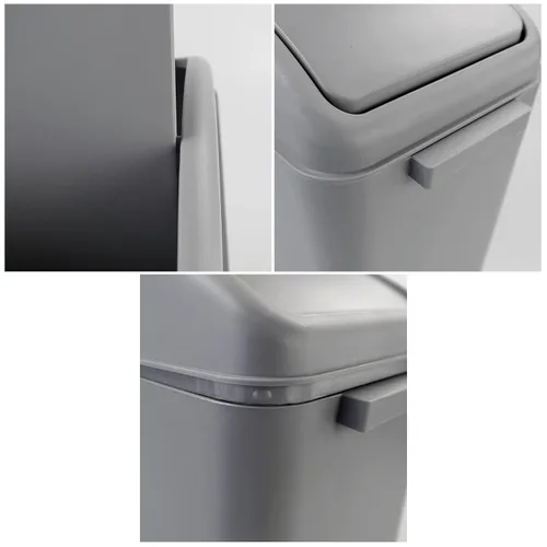 Miniatura 2 de Cubo de basura de plástico de 4.5 galones, bote de basura con tapa giratoria, color gris