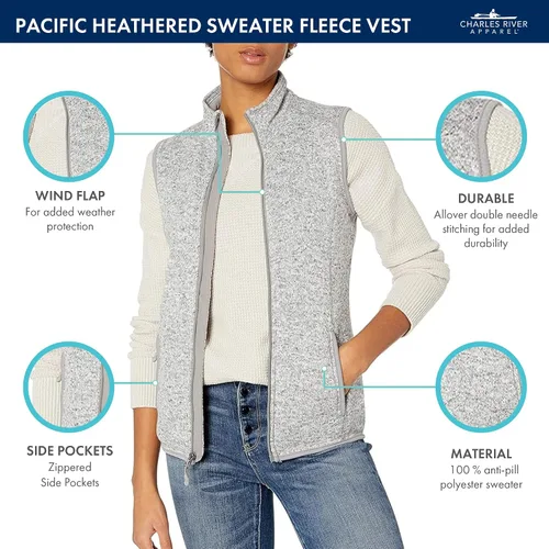 Miniatura 3 de Charles River Apparel Chaleco de forro polar jaspeado Pacific para mujer