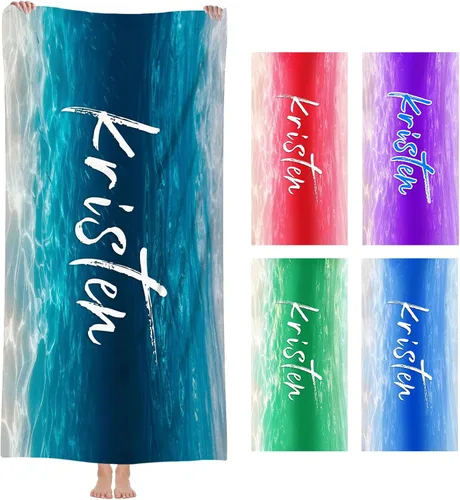 Miniatura 24 de NIBESSER Toallas de playa personalizadas con nombres para niños y adultos de microfibra, de secado rápido, personalizadas, para viajes, de playa