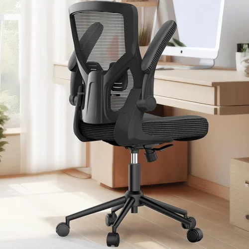 Silla de oficina ergonómica con soporte lumbar, brazos abatibles ajustables, silla de escritorio de malla con respaldo alto para oficina en casa,