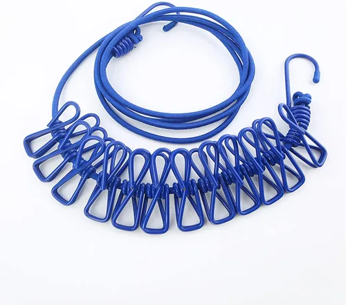 Miniatura 10 de 1 tendedero de viaje portátil resistente al viento, tendedero retráctil elástico para ropa con 12 pinzas para la ropa, adecuado para interiores