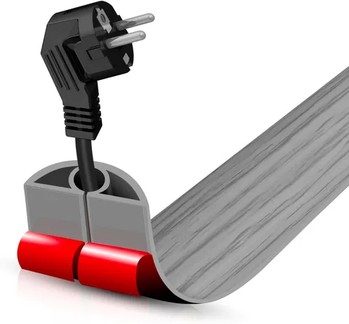 Miniatura 35 de Cubierta autoadhesiva para cables de suelo, gestión de cables de 3.3 pies, protector de tira de extensión para cables, evita tropiezos de cables