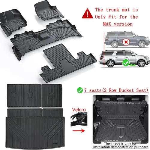 Miniatura 2 de Alfombrillas de Piso para Ford Expedition MAX 2018-2024 (Solo Compatible con 7 Asientos-2 Filas de Asientos Individuales No Cortos) & Alfombrilla