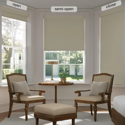 Miniatura 5 de LazBlinds - Persianas enrollables opacas sin taladro, 20 pulgadas de ancho x 48 pulgadas de alto, beige Inalámbrico, tela con aislamiento térmico