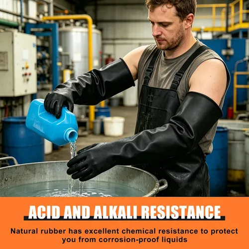 Miniatura 5 de Guante resistente a los productos químicos de 24 pulgadas, guantes de goma largos reutilizables y resistentes al agua, guantes de seguridad