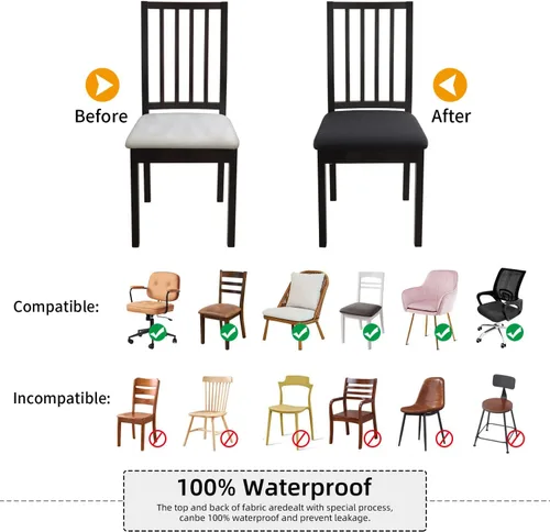 Miniatura 5 de YISUN Fundas de Asiento para Silla Set de 6, Fundas para Comedor Impermeables, Fundas de Asiento de Jacquard Elásticas Extraíbles y Lavables