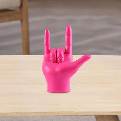 Miniatura 4 de MagiDeal Modern Love You - Estatua de gesto de dedo, escultura de mano de roca, manualidades coleccionables para centro de mesa, escritorio, Rosa