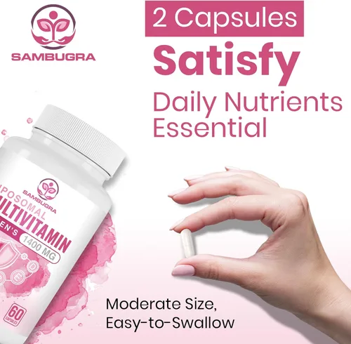 Miniatura 5 de Sambugra Multivitamínico liposomal para mujeres de 1400 mg – Suplementos diarios de vitaminas para mujer con hierro, vitamina A, C, D, E y B