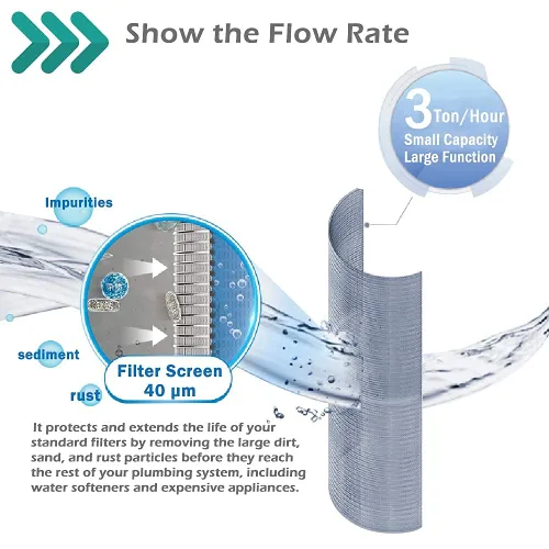 Miniatura 4 de Beduan Filtro de agua de sedimentos reutilizable para toda la casa, protector de sistema de prefiltro de 1 pulgada, rosca macho y hembra de 3/4