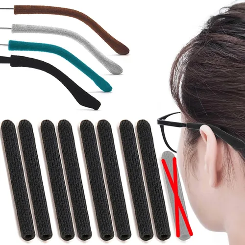 Miniatura 14 de 2 pares de agarraderas extendidas para orejas de anteojos, cojín de brazo de algodón de punto suave mejorado para anteojos detrás de la oreja