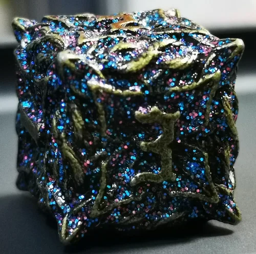 Miniatura 8 de Juego de dados de metal con hojas de vid mágicas huecas, juego de 7 dados para juegos de rol, dados de D&D Dungeons and Dragons