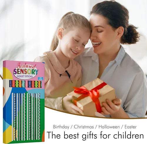 Miniatura 7 de Juguetes sensoriales fidget para niños y adultos, 12 piezas de palos fidget flexibles para estrés, ansiedad, autismo, TDAH, para calmarse, viajes
