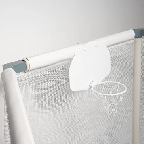 Miniatura 8 de Trampolín para Niños, Trampolín Estético para Interiores y Exteriores para Niños Pequeños con Red de Seguridad, Aro de Baloncesto, Capacidad de 220