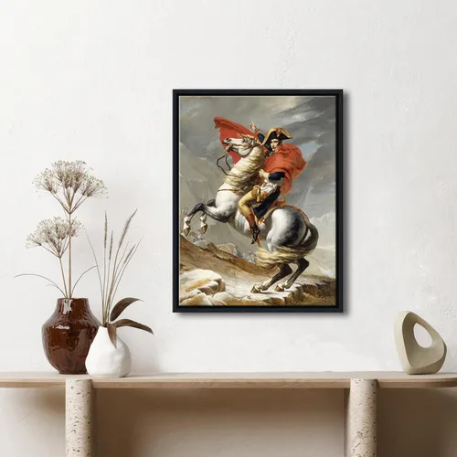 Miniatura 2 de Wieco Art Napoleón enmarcado cruzando los Alpes de Jacques-Louis David pinturas al óleo, reproducción abstracta de impresiones en alta definición