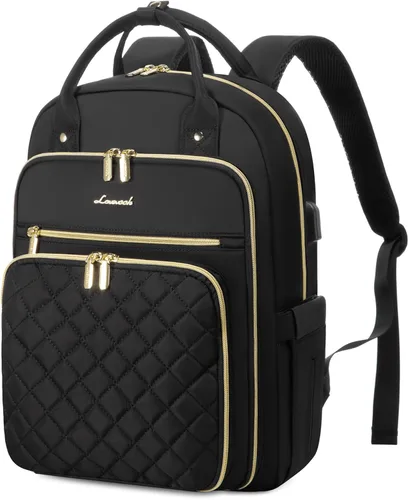 Miniatura 28 de LOVEVOOK - Mochila para portátil para mujer, resistente al agua, mochila de trabajo y viaje, con monedero, elegante, mochila de negocios, mochila