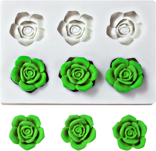 Miniatura 3 de Molde de silicona de flor de rosa de 6 cavidades, molde de chocolate para fondant, modelo de resina de arcilla, herramienta de decoración