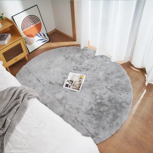 Miniatura 43 de Ghouse Alfombra ultrasuave de pelo sintético de conejo, alfombras lavables a máquina para dormitorio, alfombras esponjosas para sala de estar, Blanco