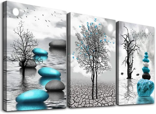 Lienzo decorativo para pared de sala de estar, dormitorio, baño, pinturas en blanco y negro, 3 piezas de lienzo enmarcado, impresiones artísticas