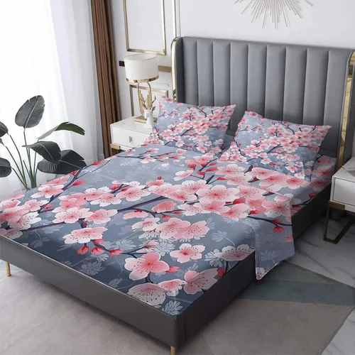 Miniatura 14 de Juego de sábanas tamaño individual: sábanas y fundas de almohada, sábanas y fundas de almohada, microfibra suave y bolsillo profundo y patrón sin