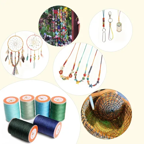 Miniatura 5 de Cuerda de poliéster encerado, cuerdas recubiertas de cera, hilo redondo impermeable recubierto de cera para pulseras trenzadas, accesorios de Negro