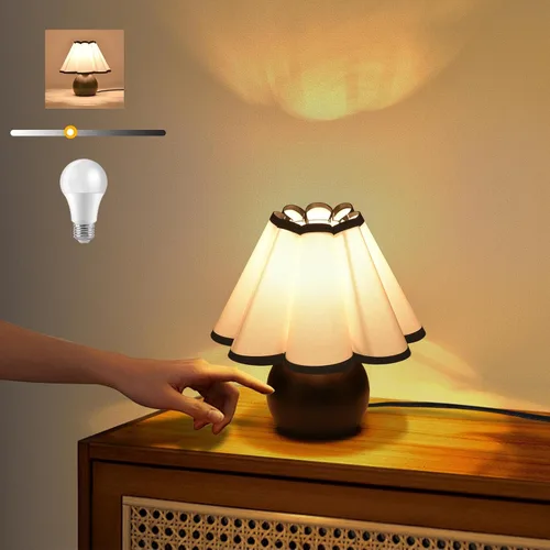 Miniatura 17 de Lámpara de mesa pequeña azul claro para mesita de noche del dormitorio, lindas lámparas de dormitorio para mesita de noche, lindas mini lámparas