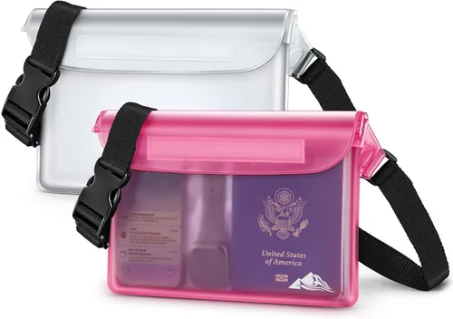 Miniatura 7 de HEETA Paquete de 2 bolsas impermeables, sensibles a la pantalla táctil, bolsa seca impermeable con correa ajustable para la cintura, mantiene tu