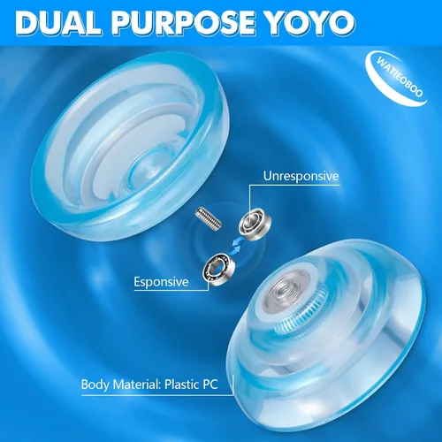 Miniatura 3 de Yoyo P02 Crystal Yo Yo Juego de 2 Piezas - Yoyo de Modo Dual Responsivo y No Responsivo, Yoyo de Giro con el Dedo, Yo-yo de Trucos