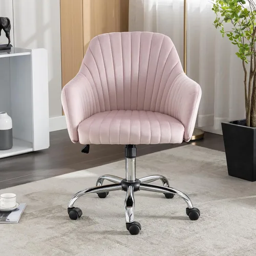 Miniatura 10 de anwickjeff Silla de escritorio de oficina de terciopelo con altura ajustable, silla de oficina moderna, silla de maquillaje, silla giratoria